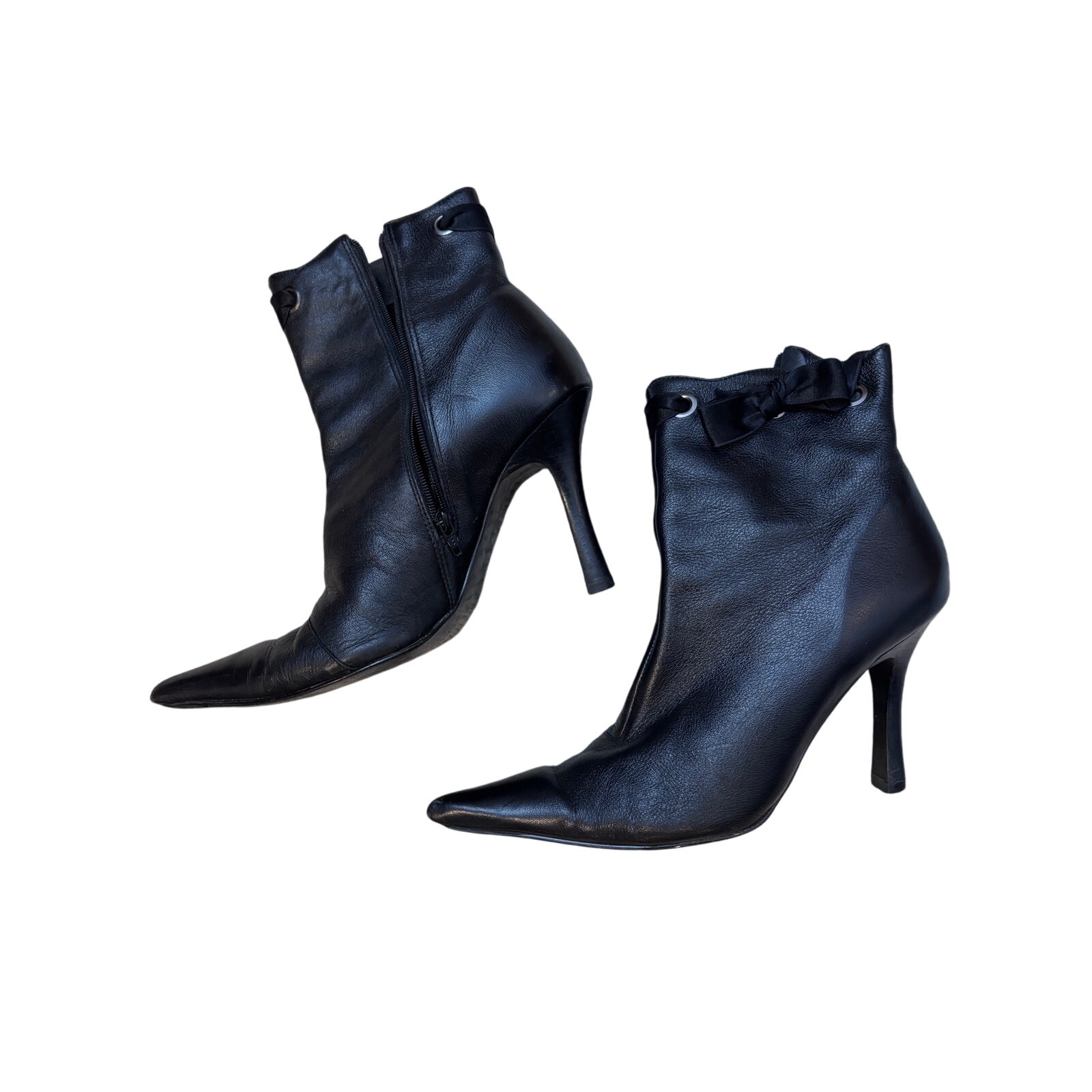 Womens Size 7m High Heel Boot Black Stilleto Y2k Vibe!